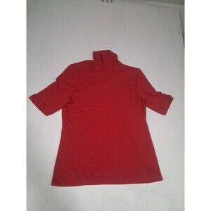 Womens Lauren Ralph Lauren Black Label Short Sleeve Turtleneck Shirt Red XL